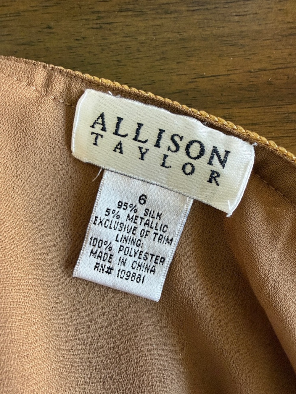 Allison Taylor Bronze-Brown A-Line Skirt with Gold Waist Trim - Picture 7 of 10